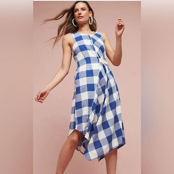 Anthropologie Maeve belted gingham check midi dress - Picture 2 of 5